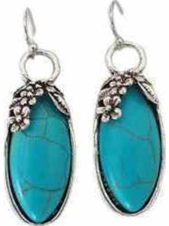 Jewelry Set Necklace Earrings Vintage Boho Drop Shape Turquoise Stones S21
