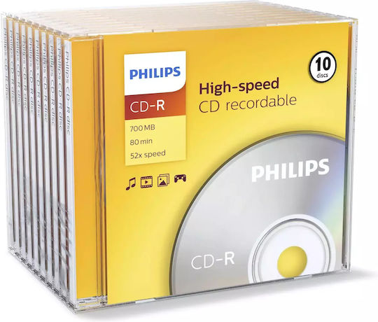 Philips Εγγράψιμα CD-R 52x 700MB 10τμχ