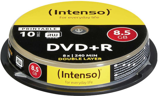 Intenso Εγγράψιμα DVD+R 8x Dual Layer Printable 8.5GB Cake Box 10τμχ