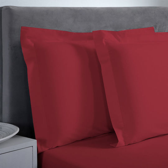 Aslanis Home Satin Plain Σετ Μαξιλαροθήκες Oxford Cabernet 50x80εκ.
