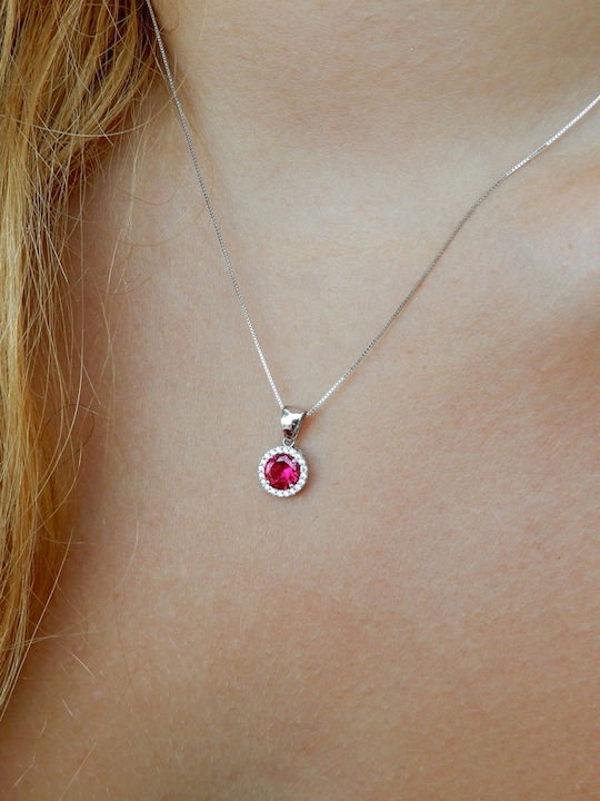 Arrt D Jewelry Set Necklace Earrings 14K White Gold Cubic Zirconia Art-set-170 Transparent Red