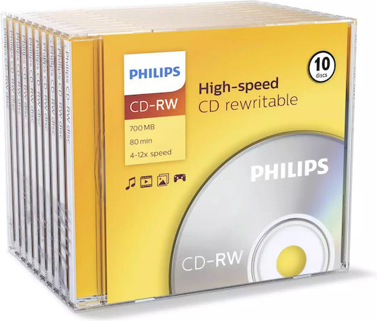 Philips Wiederbeschreibbare CD-RW 12x 700MB 10Stück