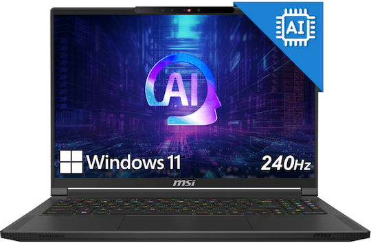 MSI Stealth A16 AI+ A3XVFG 16" OLED QHD+ 240Hz (Ryzen AI 300 Series-9 ХX 370/32GB/1TB SSD/GeForce RTX 4060/W11 Home) (Международна английска клавиатура)