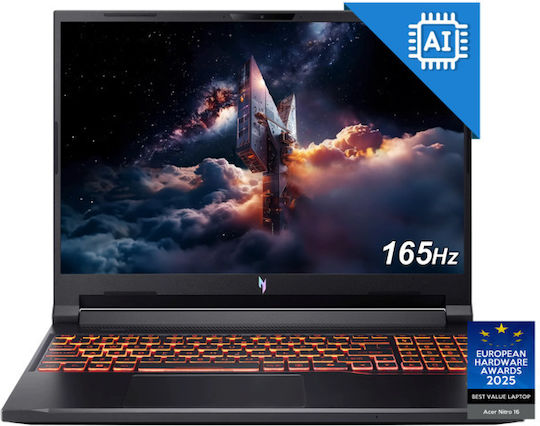 Acer Nitro V16 AI ANV16-61-R5GE 16" IPS FHD+ 165Hz (Ryzen AI 300 Series-AI 7 350/16GB/1TB SSD/GeForce RTX 4050/Linux) (Международна английска клавиатура)