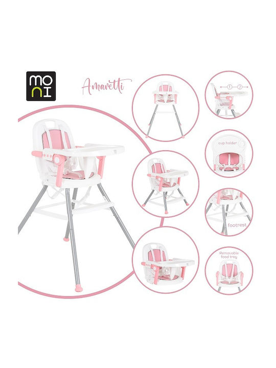 Moni Amaretti Baby Highchair 3 in 1 With Adjustable Height Pink