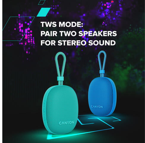 Canyon OnMove 12 Waterproof Bluetooth Speaker 4W with Battery Life up to 12 hours Green