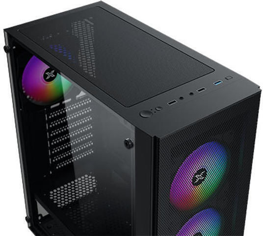 Xigmatek Hero II Air 3F Gaming Midi Tower Кутия За Компютър Със Страничен Прозорец И RGB Осветление Черна