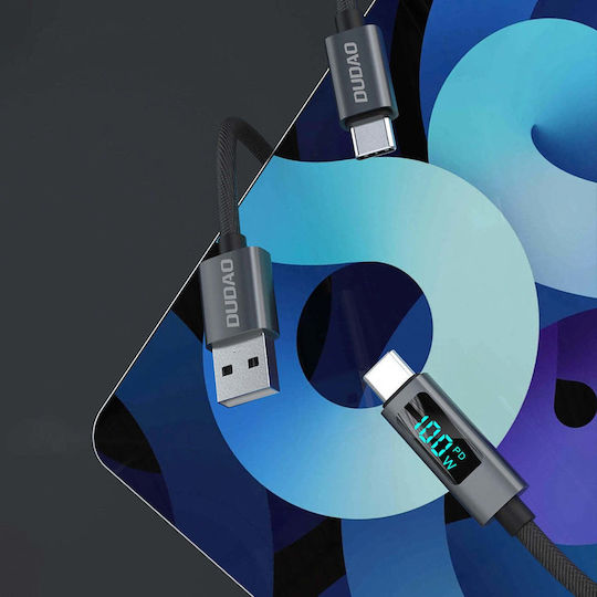 Dudao LED USB 2.0 Cable USB-C male - USB-C 100W PD Μαύρο 1m 304004-185908
