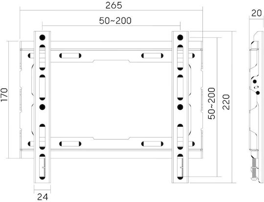 DM Pro DM-2343FS Suport TV de perete până la 43" și 45kg Negru