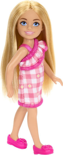 Păpușă Barbie Family Chelsea Blondă Rochie Roz în Carouri
