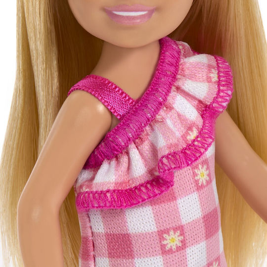 Păpușă Barbie Family Chelsea Blondă Rochie Roz în Carouri
