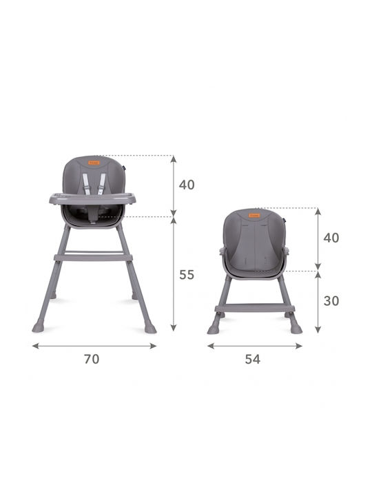 Kidwell Eatan Baby Hochstuhl 4 in 1 mit Höhenverstellbar Grau
