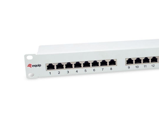 Equip Patch Panel Shielded για Rack 1U 19" 24 Θυρών cat6 Γκρι