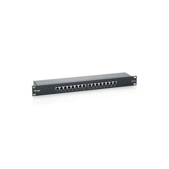 Equip Patch Panel Shielded για Rack 1U 19" 16 Θυρών cat6 Μαύρο