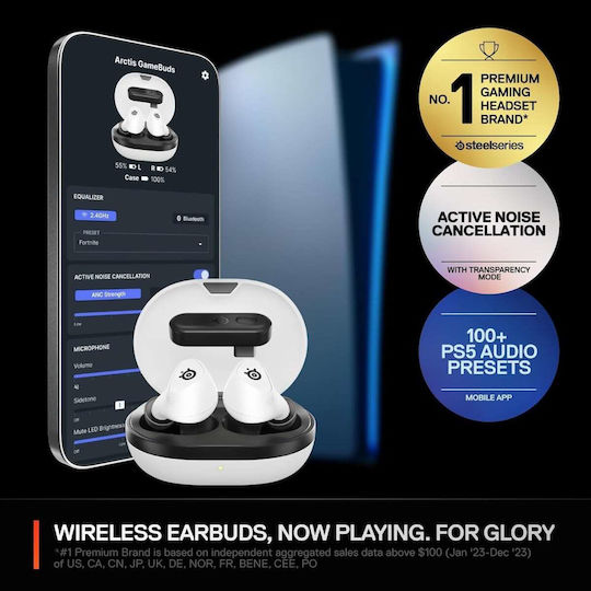 SteelSeries Arctis GameBuds Wireless In Ear Gaming Headset with Bluetooth Connectivity White for PS5