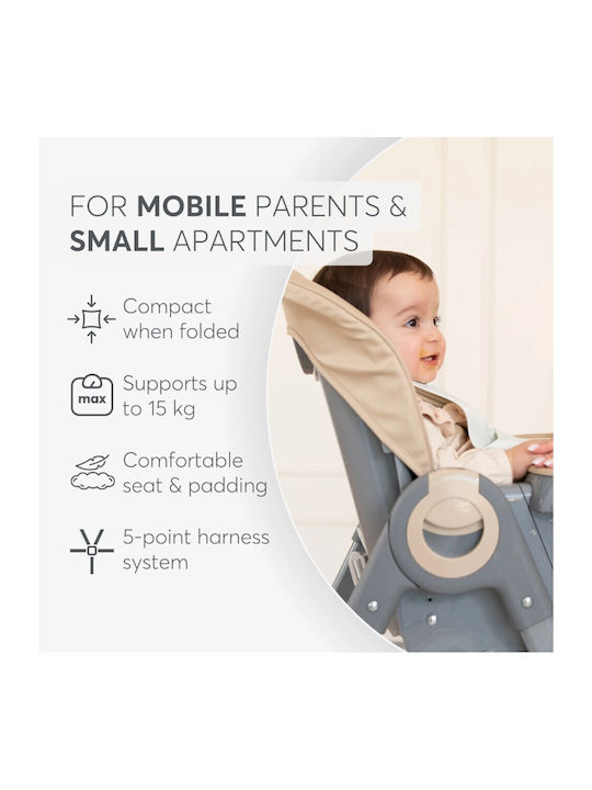 Kikka Boo Comfy+ Foldable Baby Highchair with Adjustable Height Gray