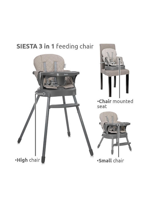 Lorelli Siesta Foldable Baby Highchair 3 in 1 with Adjustable Height Beige Leather