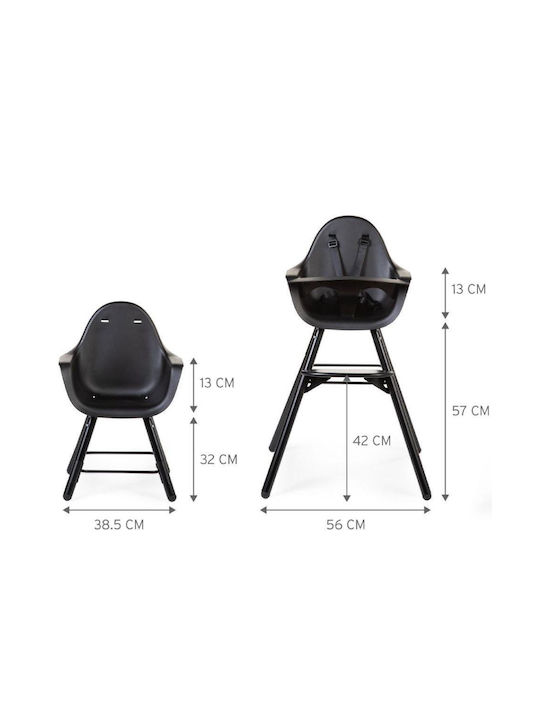 Childhome Evolu 2 Scaun Înalt De Masă Bebe 2 În 1 Cu Înălțime Reglabilă Negru