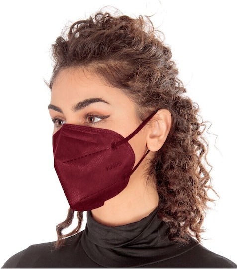 Burgundy 3D Non-Reusable Face Protective Mask Kn95 FFP2 5 Layers Protection GB2626-2006 100 Pieces