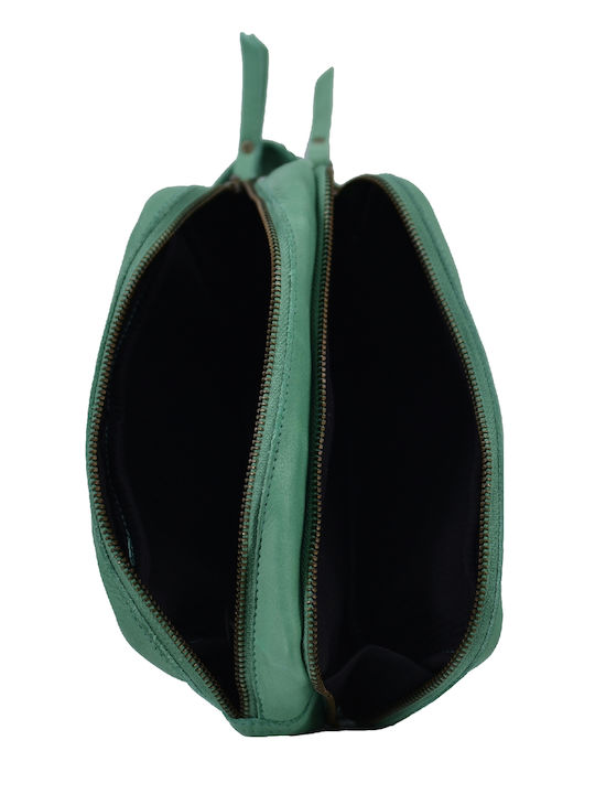 Leather 100 Leather Pouch-Necessaire Code 04-bag-ilbs-6004 Verde-Aqua
