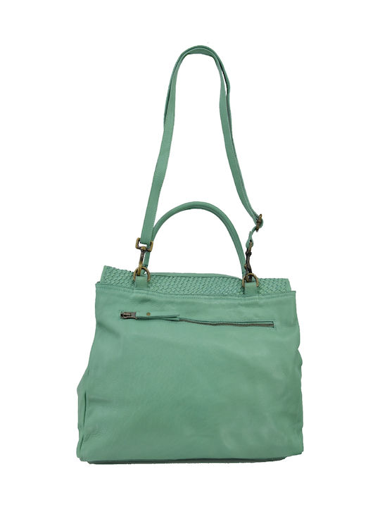 Leather 100 Leather Women's Bag Code 04-bag-ilbs-6200 Verde-aqua