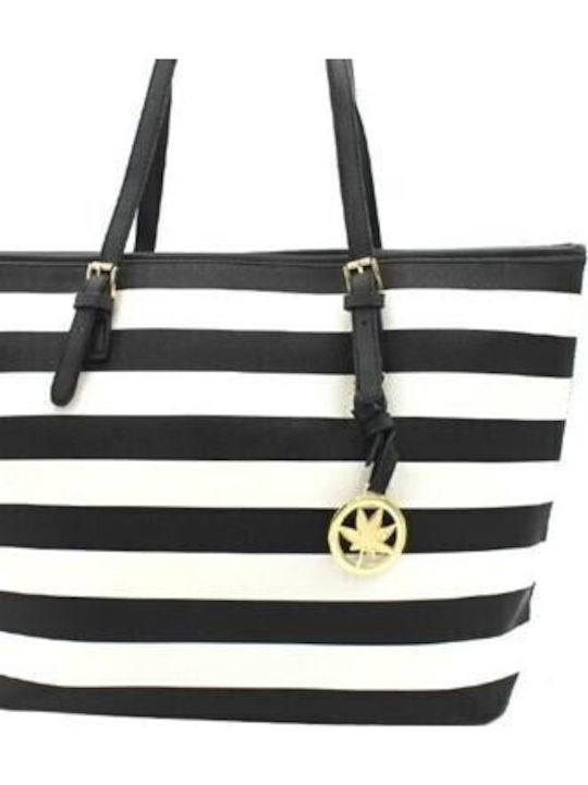 0160022 Schultertasche Schwarz-Weiß