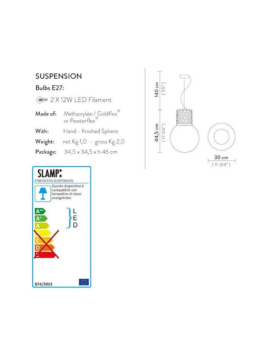 Slamp Pendant Light Pink with Socket E27