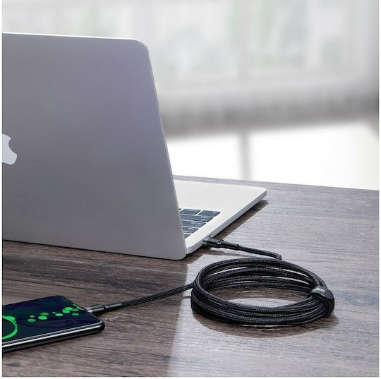 Baseus Cafule USB 2.0 Кабел USB-C Мъжки - USB-C 100W Захранване PD Черен 2m CATKLF-ALG1