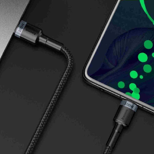 Baseus Cafule USB 2.0 Кабел USB-C Мъжки - USB-C 100W Захранване PD Черен 2m CATKLF-ALG1
