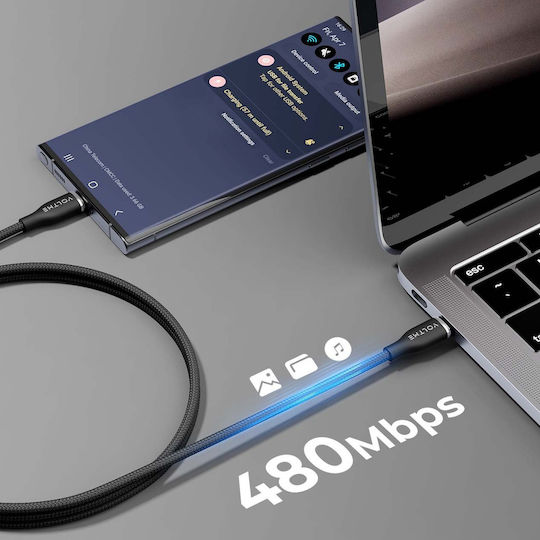 Voltme Braided USB 2.0 Cable USB-C Male - USB-C 100W PD Black 1.8m