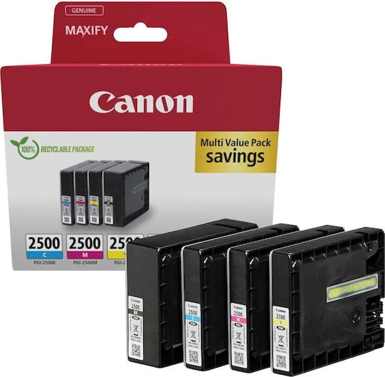 Canon PGI-2500 Original Pack of 4 InkJet Printer Inks Yellow / Cyan / Magenta / Black (9290B006)