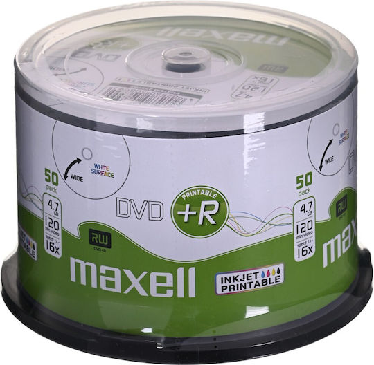 Maxell Beschreibbare DVD+R 16x 4.7GB Kuchenbox 50Stück
