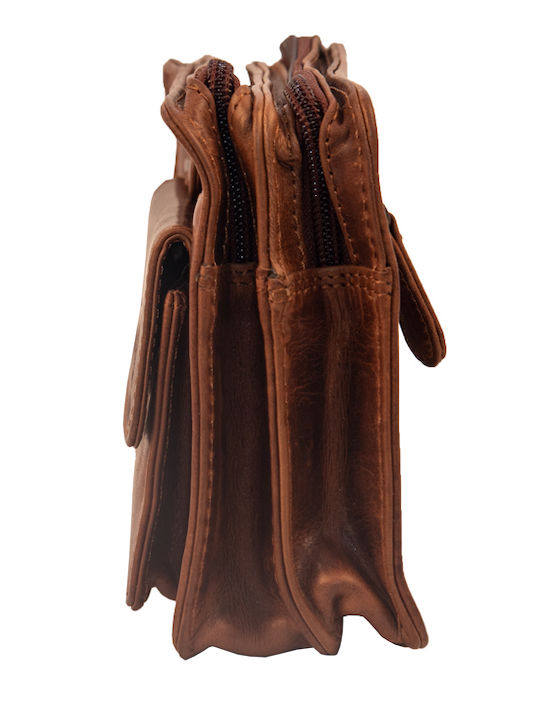 Kouros Leather Handbag Men's Kara-122 Brown