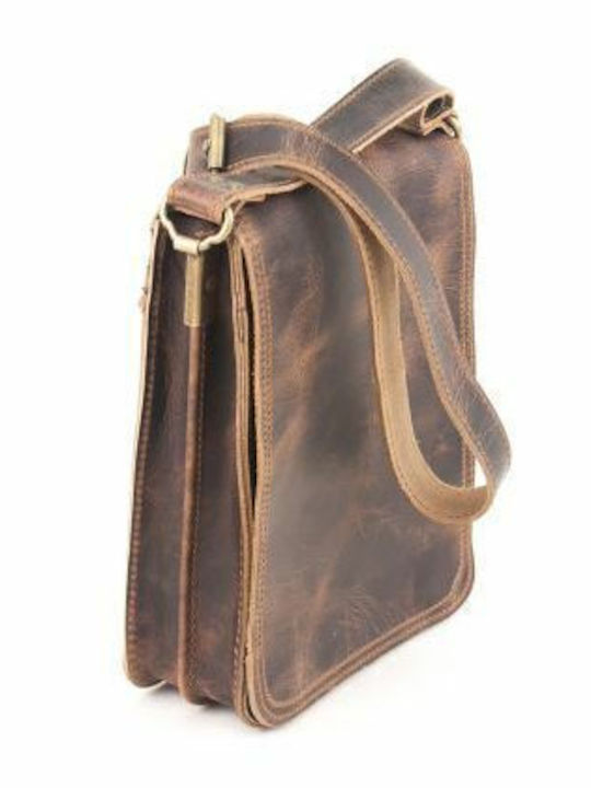 Kouros Lederne Herrentasche Schulter Klappe-323-Braune