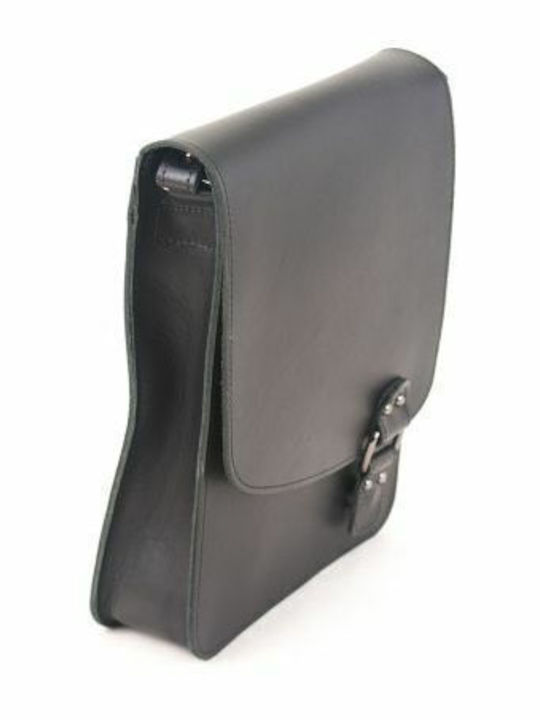 Kouros Leder Herren Schultertasche mit Klappe 724 Schwarz