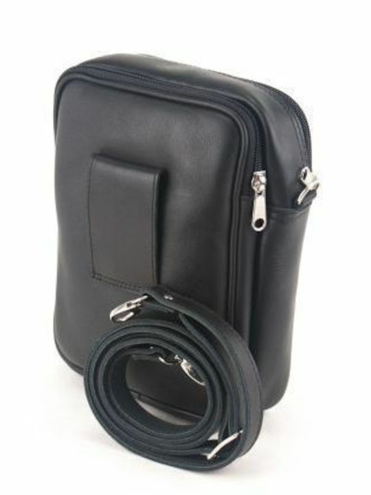 Kouros Leder Herren Schultertasche Hüft-120l Schwarz
