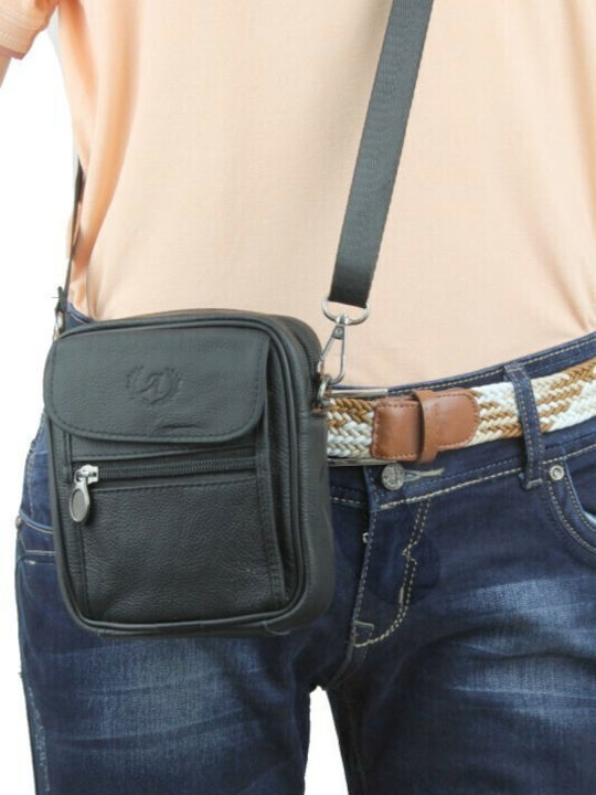 Borseta Pentru Bărbați De Talie Piele Leather Neagră Tsa.103.04.003 Annie325