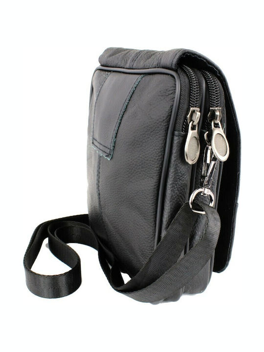 Männliche Tasche Zum Hängen Gürteltasche 15*19*6 Leder Schwarz Tsa.103.02.008 Annie088