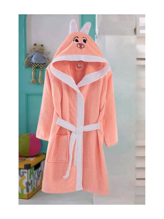 Minilori Baby Kids Hooded Bathrobe Salmon