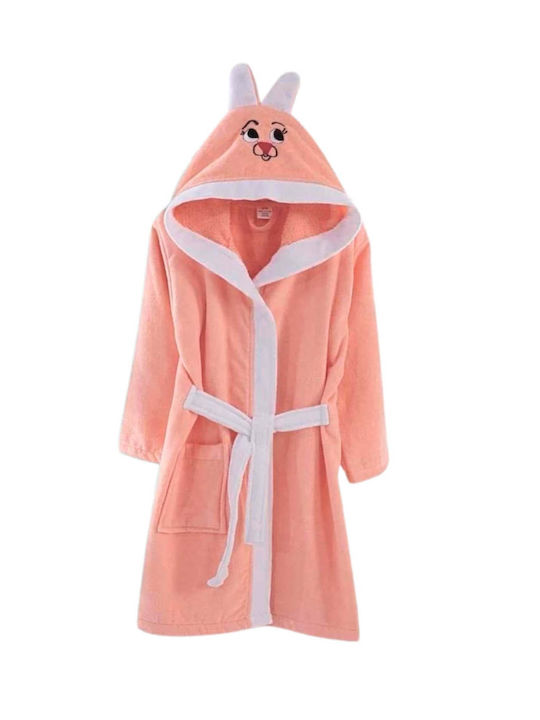 Minilori Baby Kids Hooded Bathrobe Salmon