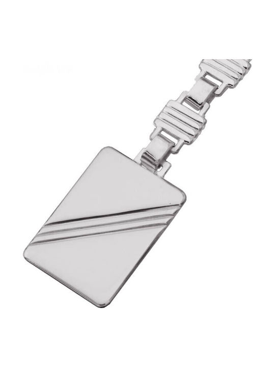 Silberner Schlüsselanhänger Rechteckige Schlaufen 10,5x2cm