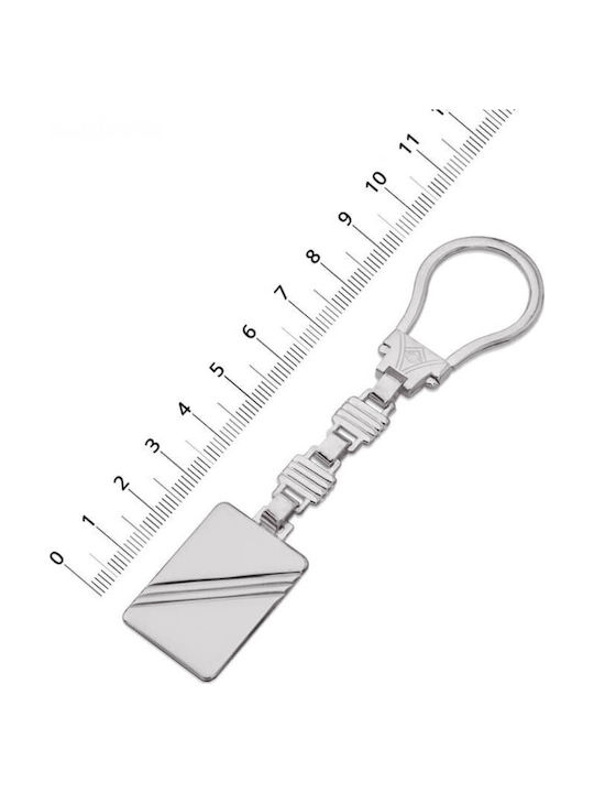 Silberner Schlüsselanhänger Rechteckige Schlaufen 10,5x2cm