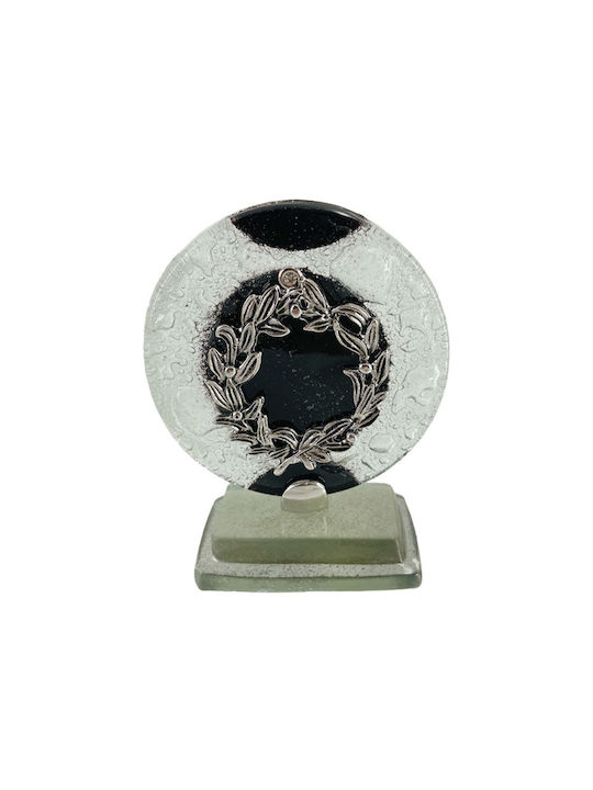 Marhome Επιτραπέζιο Γούρι Ρόδι Ασημί από Γυαλί 12cm