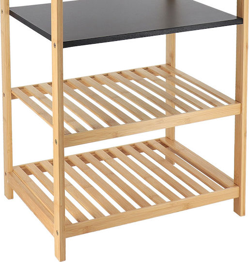Atmosphera Wall Mounted Bathroom Shelf Bamboo with 4 Shelves 43x33x70cm Black