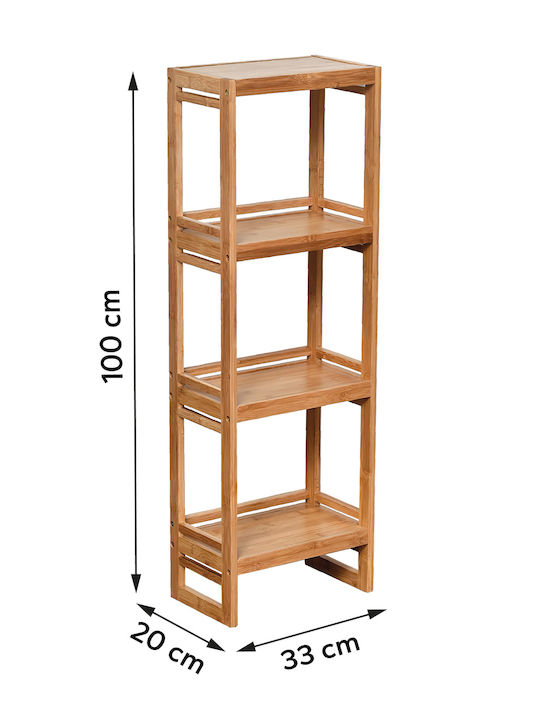 Atmosphera Επιδαπέδια Ραφιέρα Μπάνιου Bamboo με 4 Ράφια 33x20x100cm Καφέ