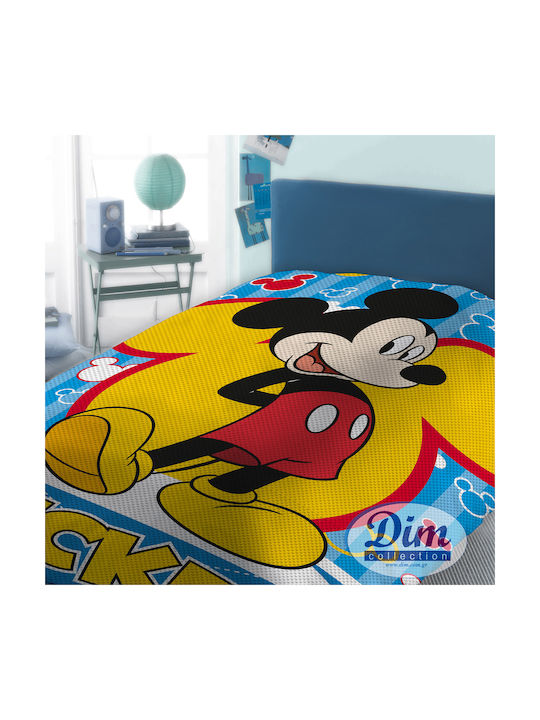 Dimcol Κουβέρτα Πικέ Disney Mickey Πολύχρωμη 160x240εκ.
