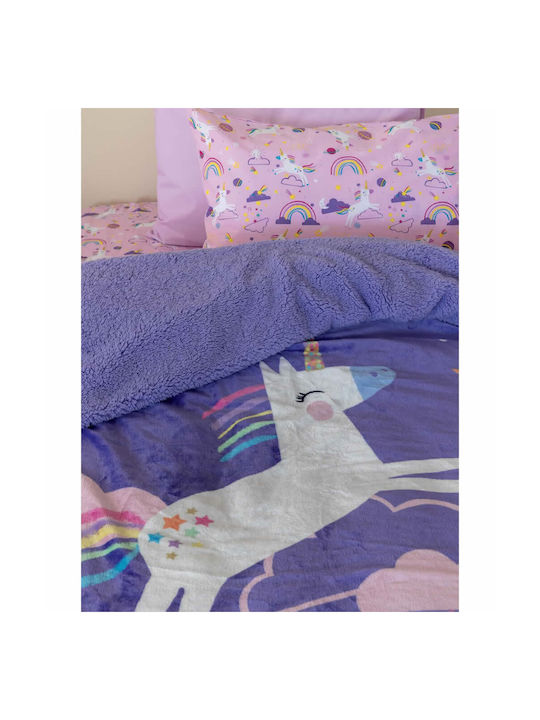 Palamaiki Κουβέρτα Fleece Μωβ 220x160εκ.