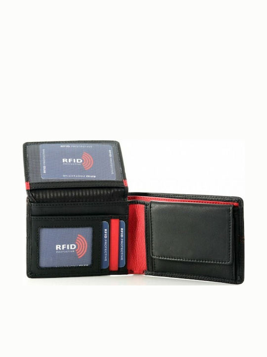 Ανδρικο Πορτοφολι Δερματνο Κιον Sr-215 Black Red
