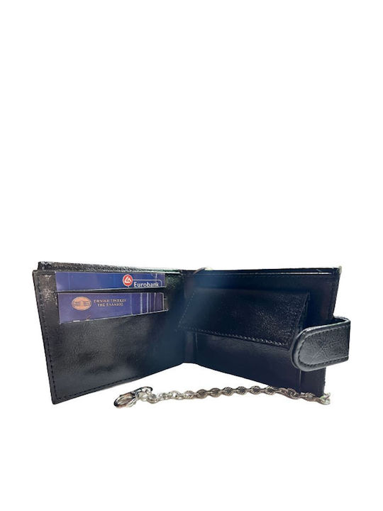 Ανδρικό Πορτοφόλι Κούμπωμα Annie Leather Μαύρο Αλυσίδα