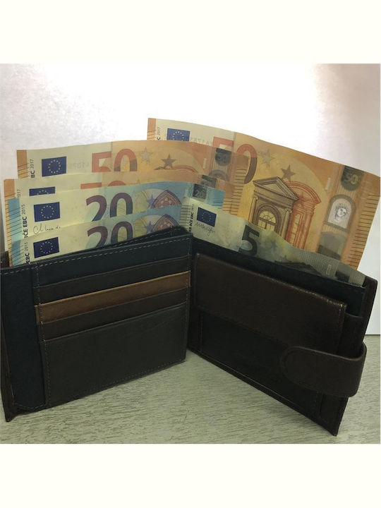 Leder Herrenbrieftasche Braun Mit Schiebemechanismus 2-fach Braun Gänsefüßchen